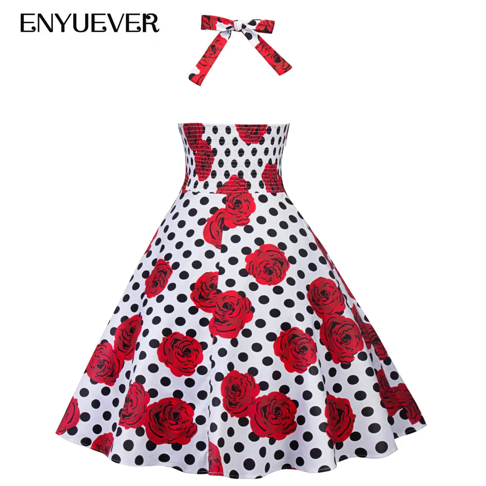 Enyuever Vestido винтажные платья 50 s 60 пин ап цветочный принт халат рокабилли платье