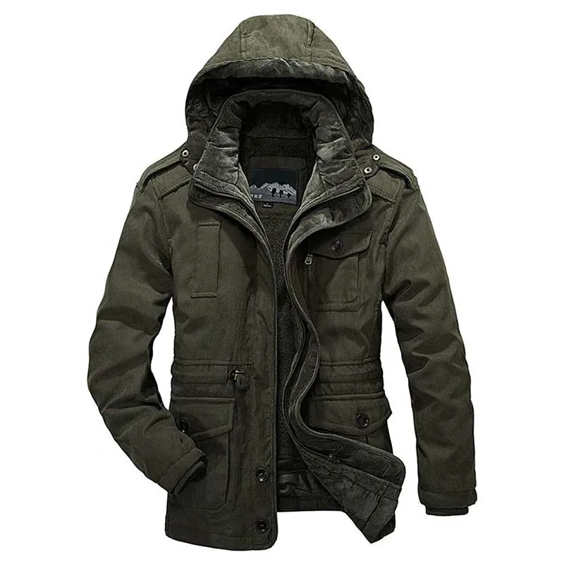 Men Autumn Winter Coat Hooded Fleece Parka Jacket Liner Detachable Casual Jacket Warm OUTWEAR Windbreaker Loose Male Clothes