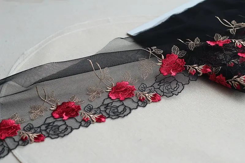 2 ярдов/партия широкая вышитая фатиновая сетка с кружевной отделкой 7 09 дюйма