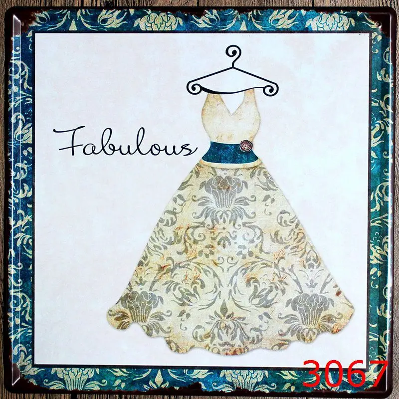 Красота одежда печать квадратная жестяная фотография винтажная Настенная