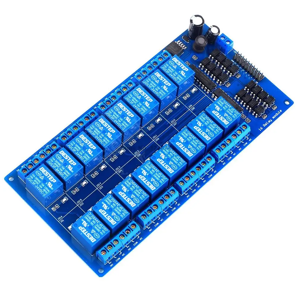 Плата модуля реле 16 каналов 24 В с оптроном ARM DSP|24v relay|24v relay module24v board |
