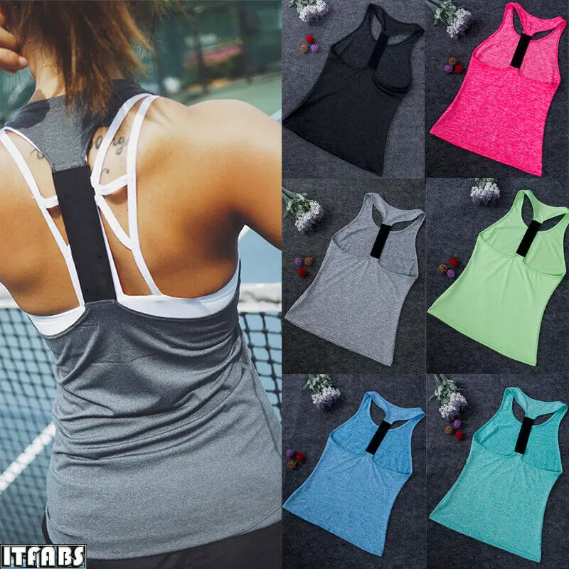 Women's Summer Sleeveless Bodybuilding Running Solid Backless Vest Breathable Fitness | Спорт и развлечения