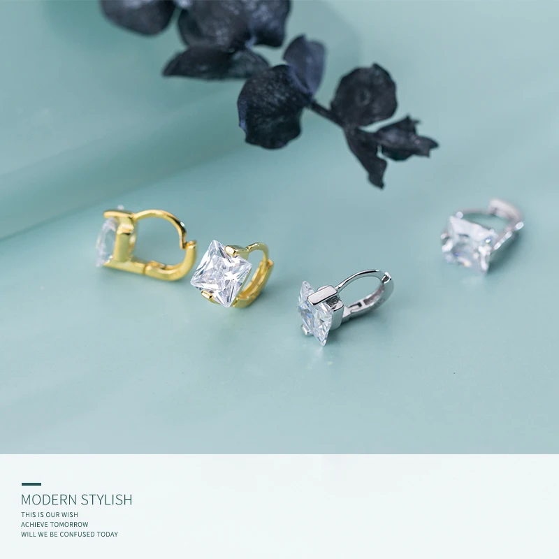 AROCH S925 серебряные серьги Кнопка Для женщин Модные Простые площади бурения Ухо