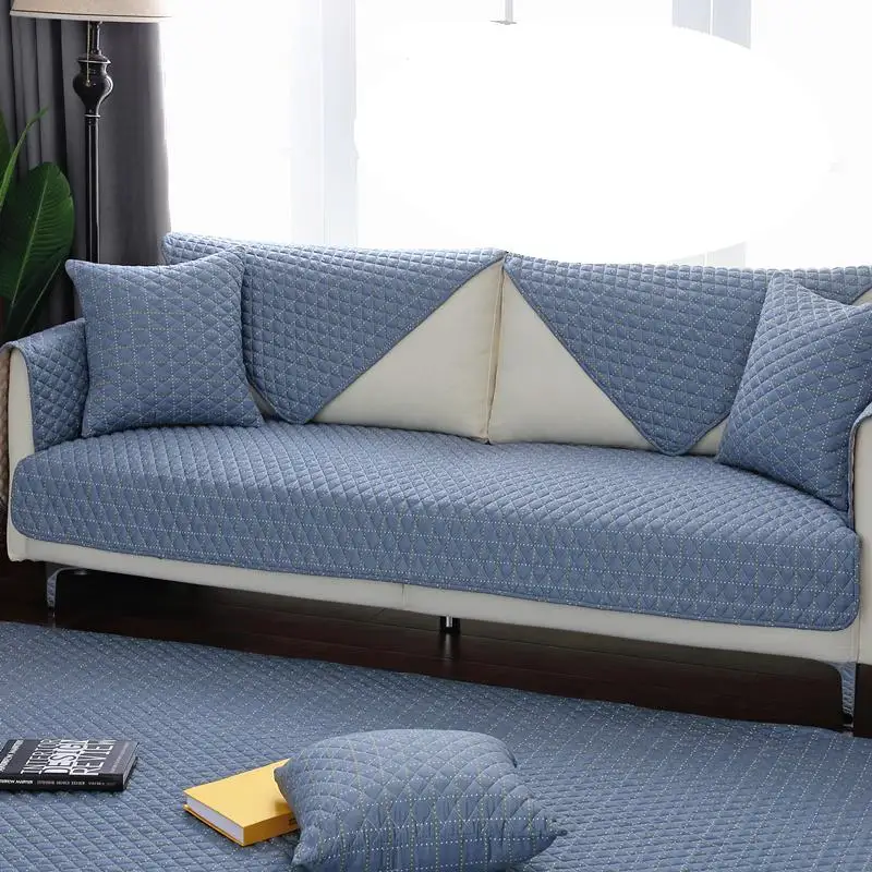 Скандинавский маленький чехол для дивана в клетку хлопковое нескользящее