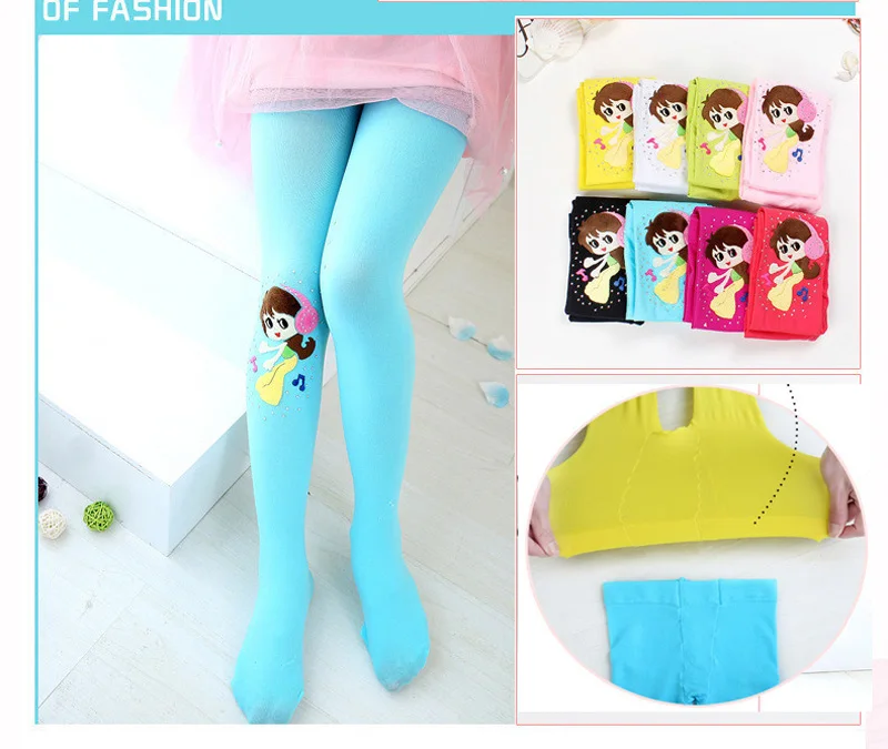 Осень весна детские колготки для девочек бархатные яркие цвета милые