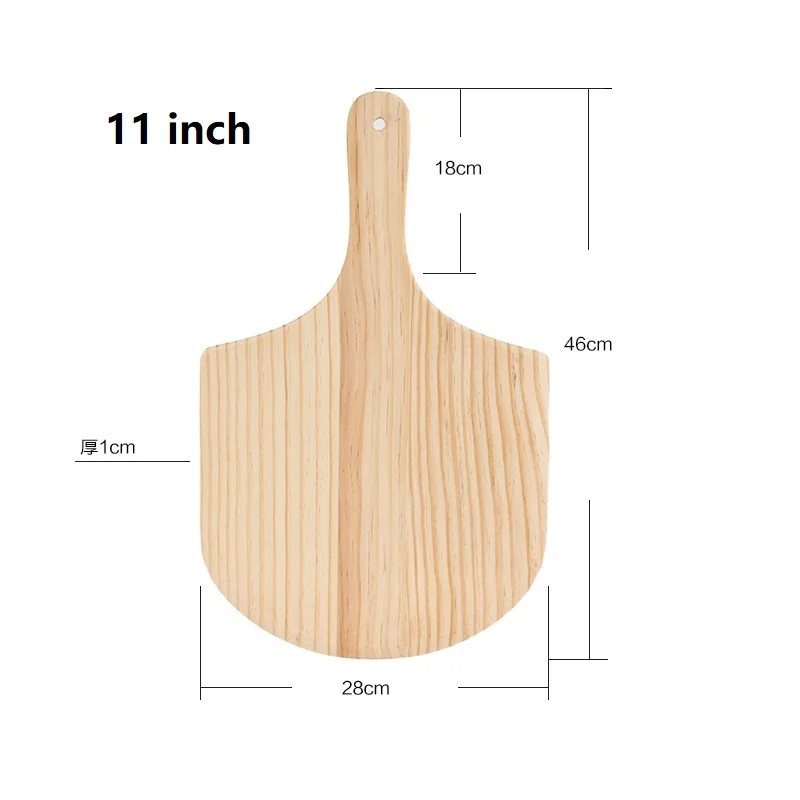 11 inch 12 дюймов/14 дюймов натуральная деревянная лопатка для пиццы, лопатка для пиццы, лопатка для выпечки домашней пиццы и хлеба - Цвет: 11 inch