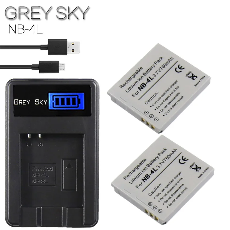 NB-4L NB 4L Li-Ion Батарея упаковке с открытыми порами+ ЖК-дисплей USB Зарядное устройство для Цифрового Фотоаппарата Canon IXUS 30 40 50 55 60 65 70 75 80 100 I20 110 115 120 130 117 220 - Цвет: charger and 2battery