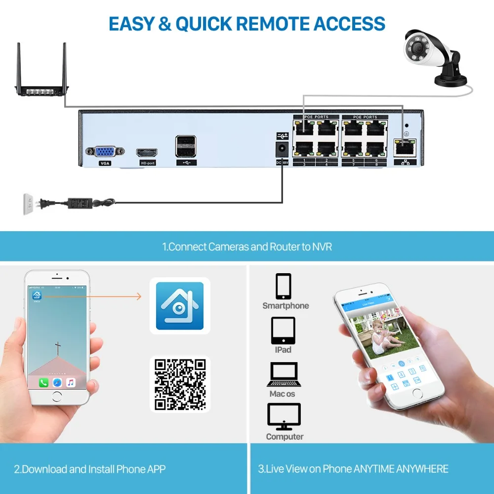BESDER 8CH система видеонаблюдения POE NVR с 8 шт. 4.0MP AF 4X Zoom наружная IP67 водонепроницаемая