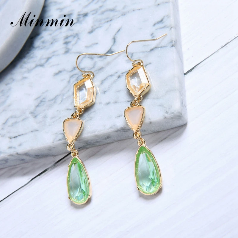 Minmin Весна Разноцветные кристаллы длинные висячие серьги для женщин 2019 новые