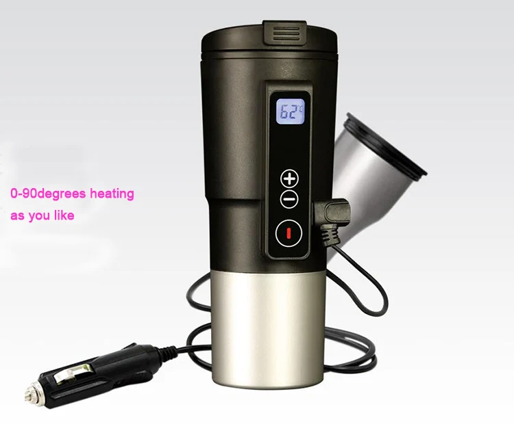 Black Роскошный термос для автомобиля с чашкой быстрого нагрева, 10 минут, с USB, 12 В, зарядное устройство, электрическая Автомобильная бутылка для кипятка, водонагреватель - Название цвета: Black