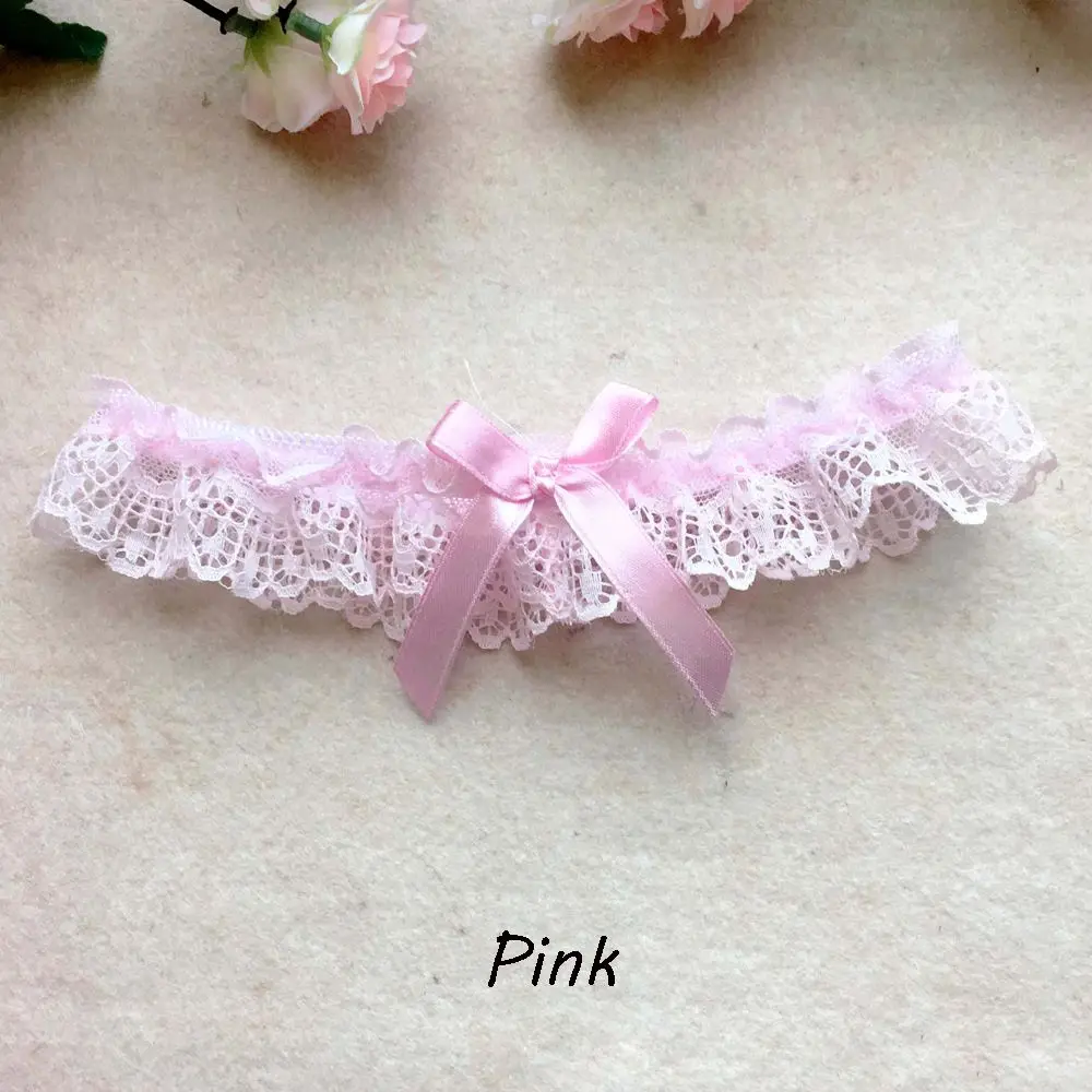 pink Сексуальные женские кружевные подвязки для девочек с цветочным бантом, пояс для ног, свадебное белье для вечеринки, популярные аксессуары для костюмированной вечеринки - Цвет: pink