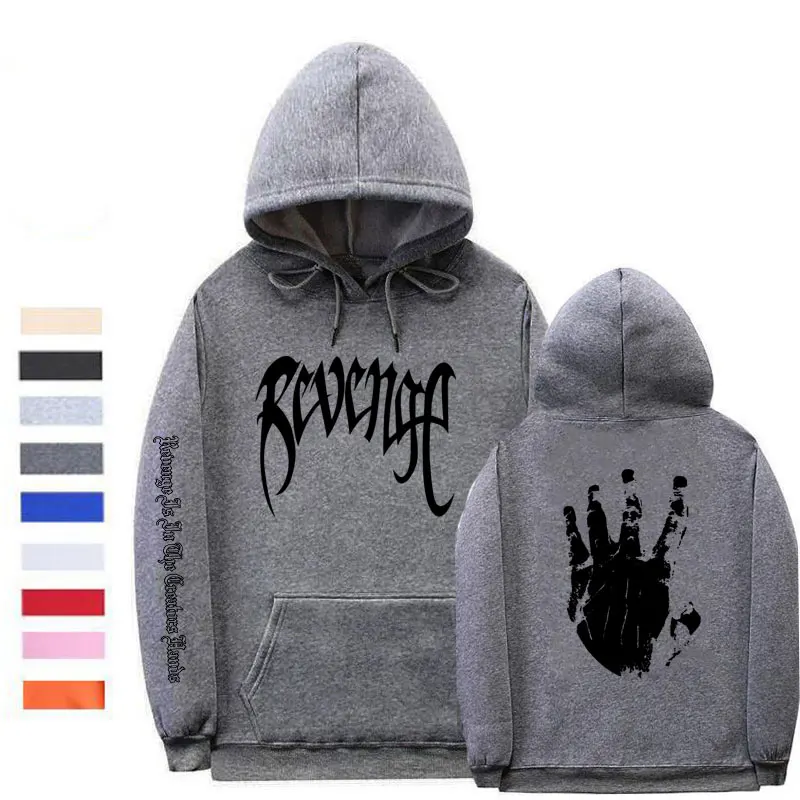 Dark gray XMS143 Xxxtentacion Толстовка Revenge мужские/женские свитшоты Рэпер Хип Хоп пуловер с капюшоном свитера мужские/женские уличные - Цвет: Dark gray XMS143