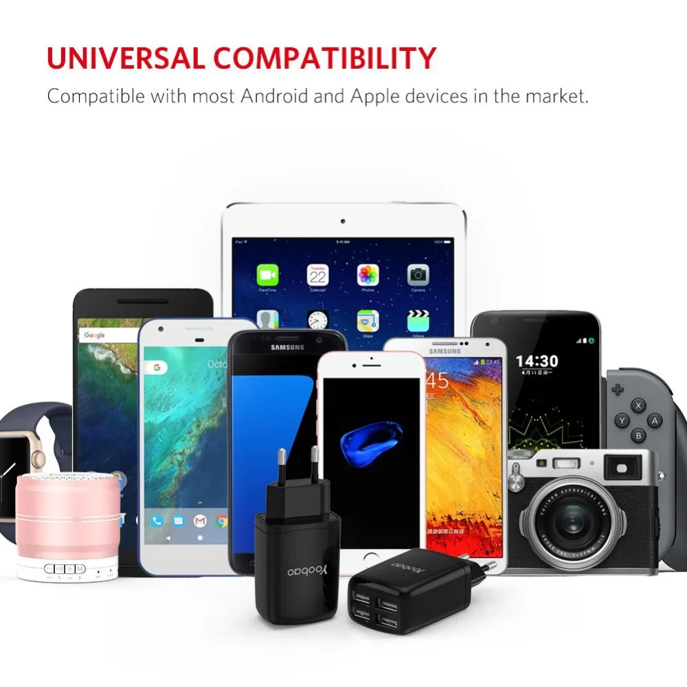 Yoobao 703 4 порта USB зарядное устройство адаптер 3.4A для путешествий многопортовый