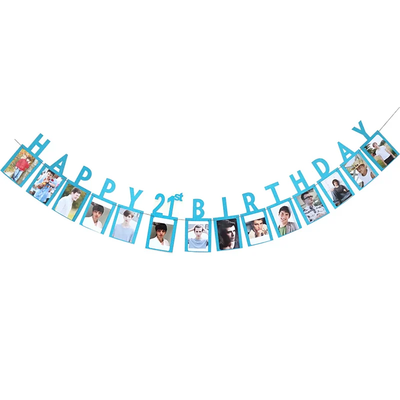 21st blue С Днем Рождения фото плакат 1, 16, 18, 21, 30, 40, 50, 60 день рождения Юбилей вечерние украшения для детей и взрослых день рождения фото гирлянды - Цвет: 21st blue