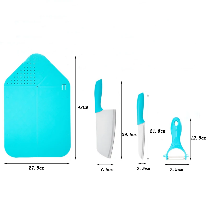 Environmentally Kitchen Knife Set Multifunction Collapsible Plastic Cutting Board with knife and Vegetable Peeler |