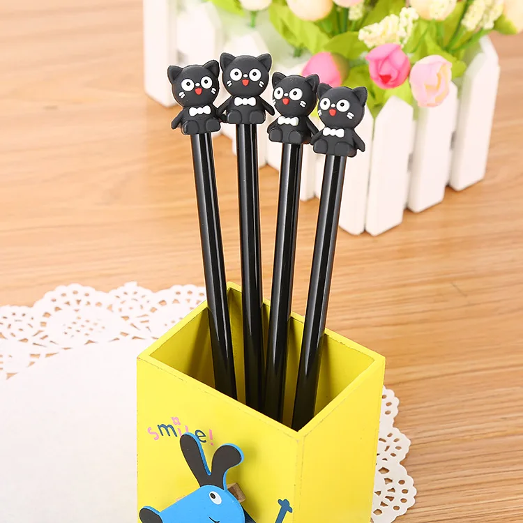 24 Pcs Creative Cartoon Cat Neutral Pen Learning Stationery Bow Tie Cat Office Water-based Signature Pen Kawaii School Supplies