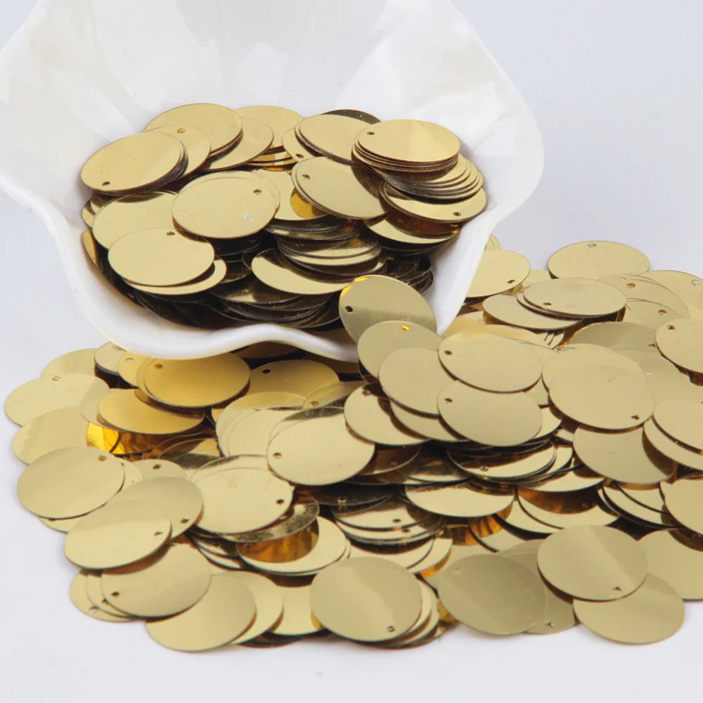 20mm light gold Золотые блестки 3 мм-30 мм плоские круглые ПВХ свободные блестки для рукоделия блестки Швейные украшения DIY аксессуары Lentejuelas Para Coser - Цвет: 20mm light gold