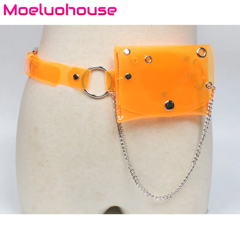 Moeluohouse с заклепками и цепочкой прозрачная поясная сумка для женщин девочек