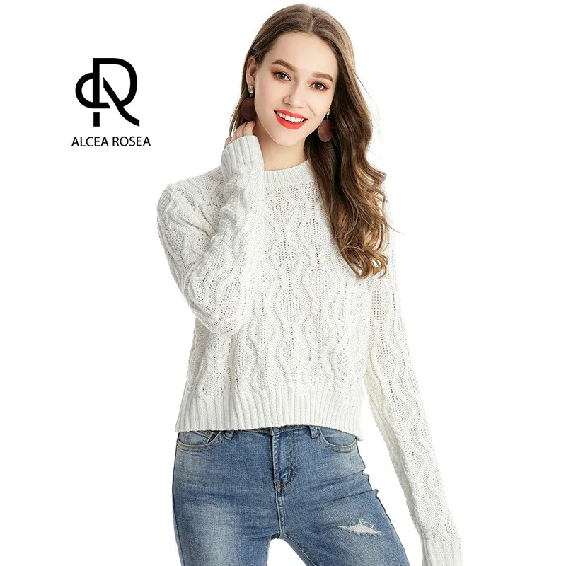 Штокроза розовая Повседневная свитер с длинными рукавами для женщин толстый