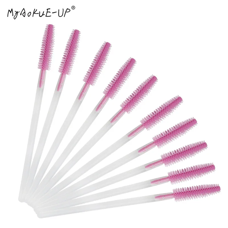 50pcsSilicone brush Одноразовая нейлоновая тушь для ресниц палочки для наращивания ресниц силиконовый аппликатор для ресниц микрощетки набор инструментов для макияжа - Handle Color: 50pcsSilicone brush