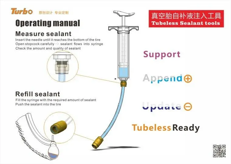 

Turbo cycling Syringe Injector for Cream latex tubeless tire sealant