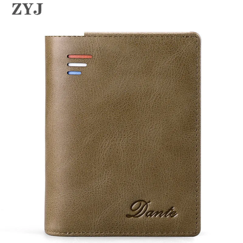 ZYJ Men's Real Leather Short Wallets Small Retro Oil Wax Money Coin Zipper Purse With Card Holder Wallet 2 Fold | Багаж и сумки