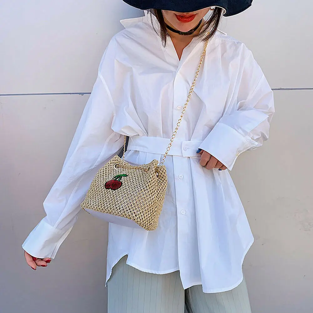 Сумка женская плетеная из ротанга соломенный саквояж ручной работы модный