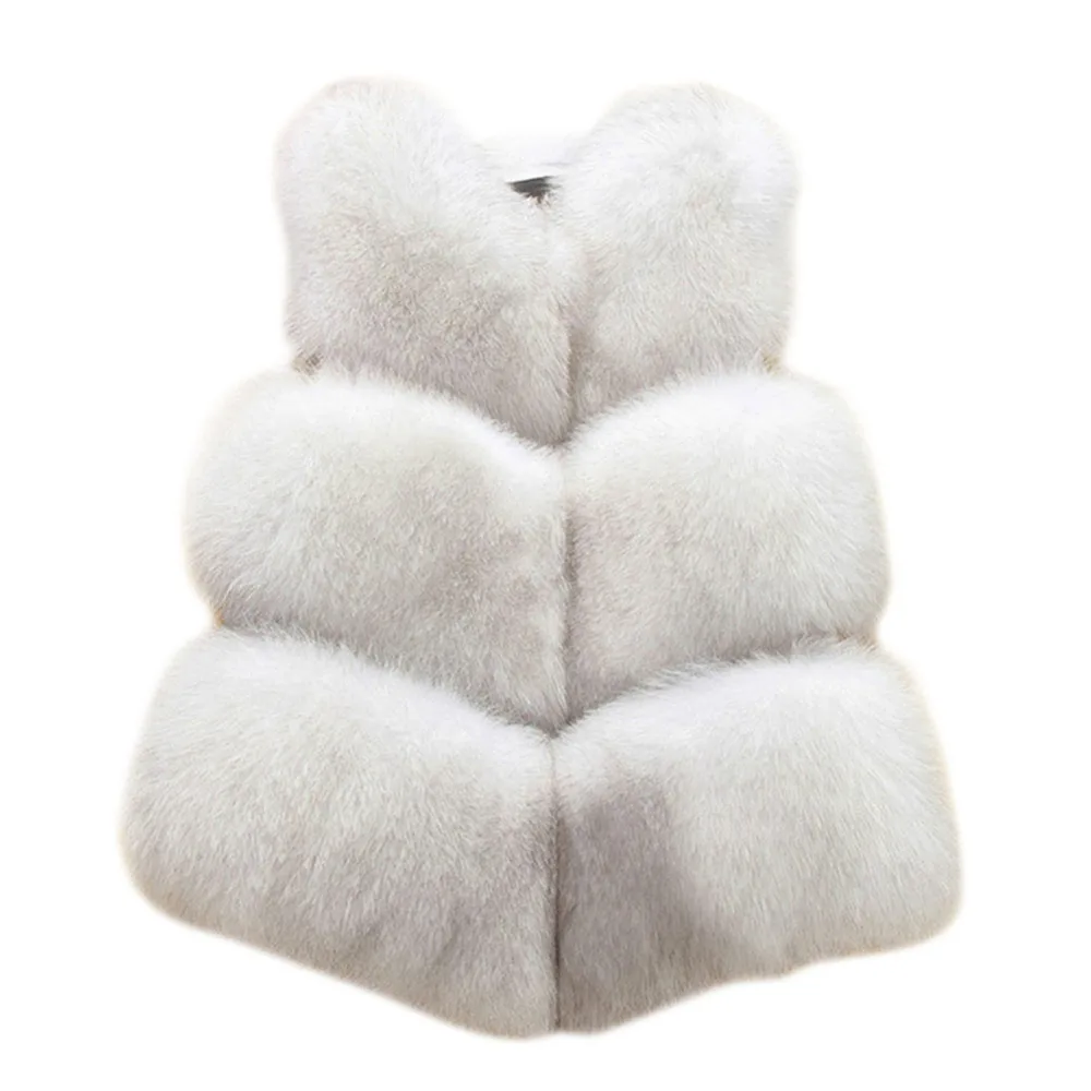 2017 Женское зимнее базовое пальто жилет из искусственного лисьего меха Брендовые