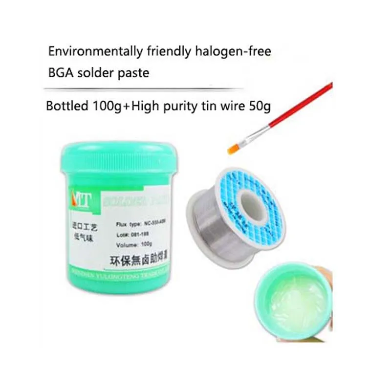 High purity tin 50g 100g No-clean Flux Soldering 559 SMD Environmentally friendly halogen-free BGA solder Grease SMT Repair Tool Lead-free tin wire - Цвет: High purity tin 50g