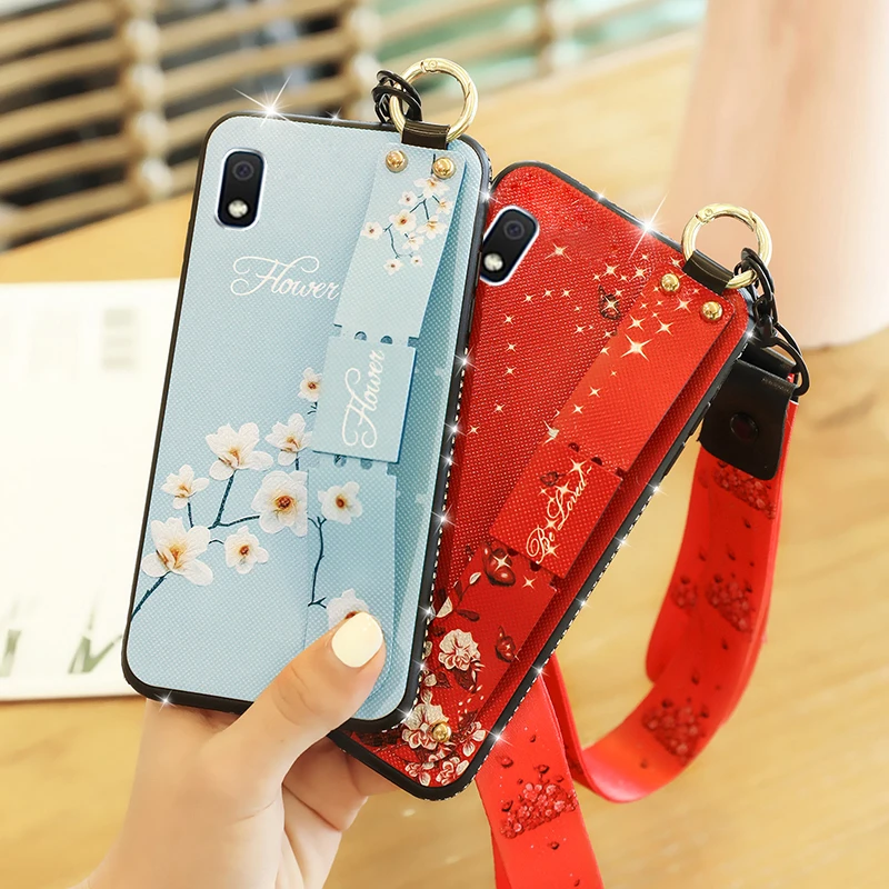 Для samsung Galaxy A10 A30 A50 M10 M20 A5 A7 A6 Plus A8 Звездный Блестящий Алмазный ремешок на запястье мягкий чехол подставка Coqu