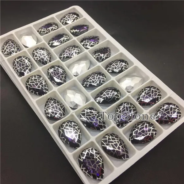 amethyst Цвет с украшением в виде кристаллов патиной 13X18 мм Хрустальные роскошным камнем, Стекло капли бусины высокое качество ювелирных изделий - Цвет: amethyst