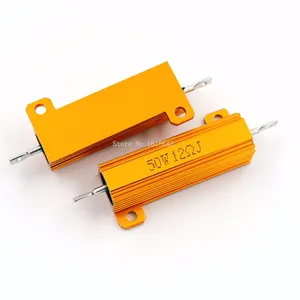 Металлический Алюминиевый Чехол RX24 50 Вт 12R 12RJ, резистор высокой мощности с золотым металлическим корпусом, чехол, резистор с радиатором 12 Ом 50 Вт