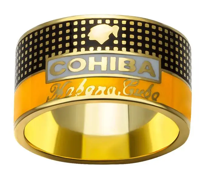 round 23 ring COHIBA элегантное сигарное кольцо позолоченное 925 пробы Серебряное кольцо креативные ювелирные изделия CP-0031 - Цвет: round 23 ring