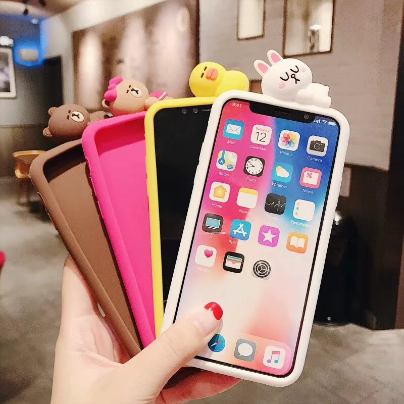 3D милый мультяшный спящий кролик цыпленок чехол для телефона для iPhone 6 6s 7 8 Plus X XR XS Max Мягкая силиконовая задняя крышка сумка Coque Funda