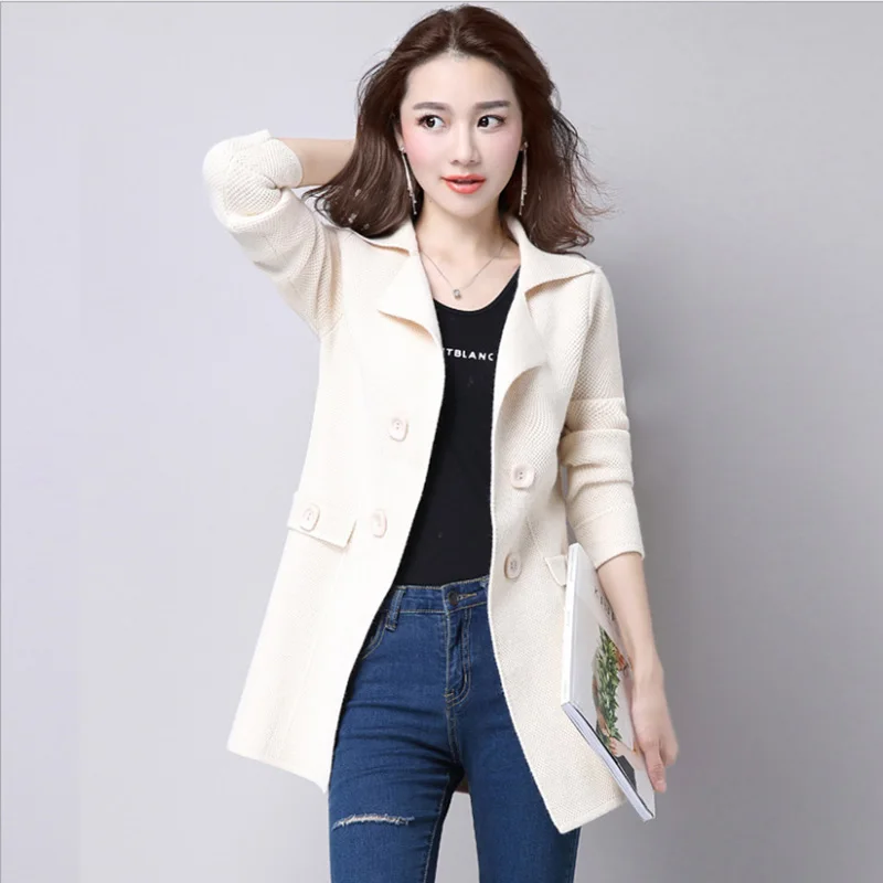 New Women Autumn winter/ Sweater 2018 Long Cardigan Korean Slim Pocket Loose Knit Outwear Coat SW522 |