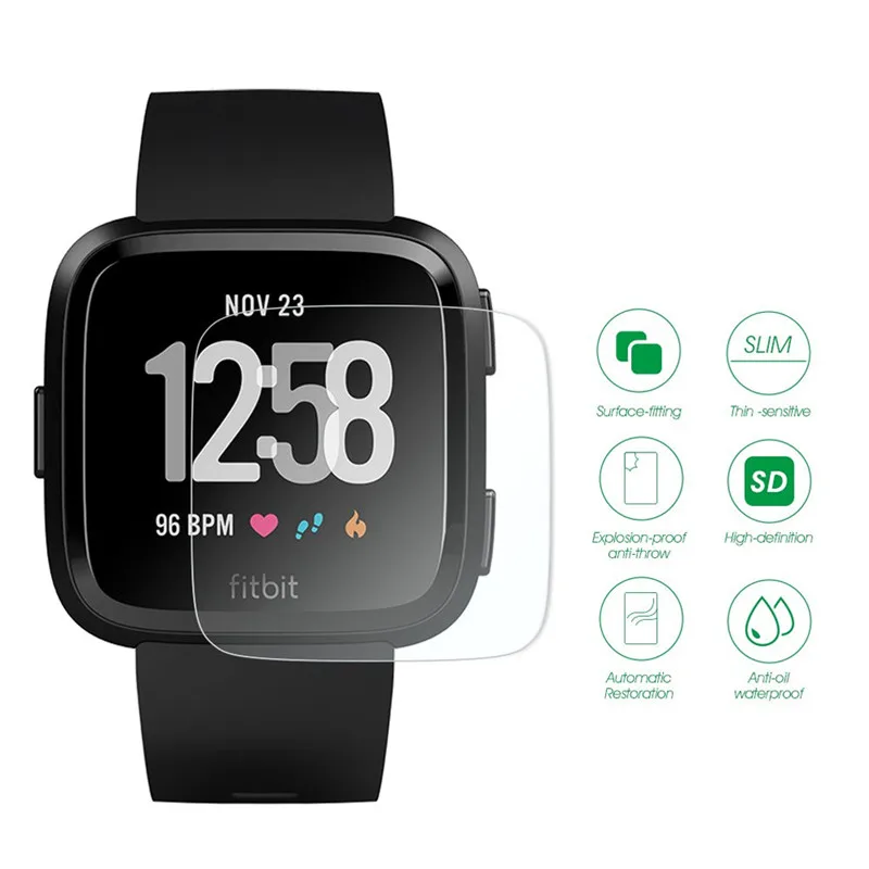 TPU Replacement Screen Protector Compatible with Fitbit Versa Smartwatch Cases Soft Plated Case Protective Full Shell Cover - Цвет: Hydrogel Film