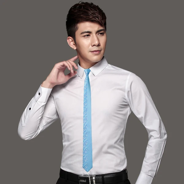 

BL-241 Men`s Tie Skinny Tie Locate Pattern Blue Novelty Narrow Classic Slim Necktie Silk 5.5cm For Men Wedding Party Business