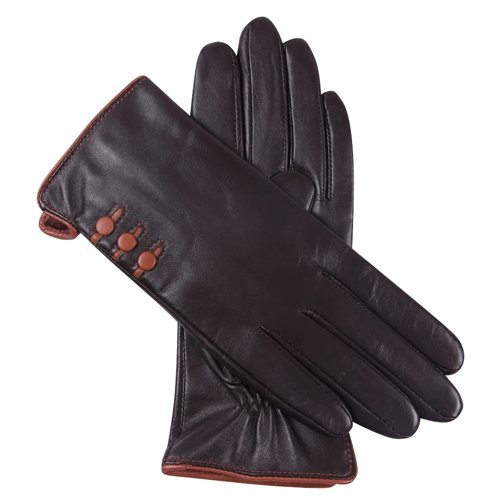 Touchscreen Woman Gloves Winter Leather Gloves Female Plus Velvet Thicken Keep Warm Windproof Driving Genuine Leather L18002NC