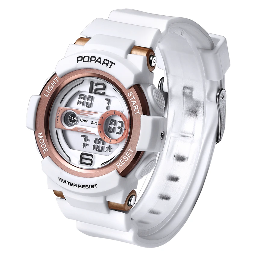 POPART детские часы наручные подсветка будильник 50 м водонепроницаемые золотые
