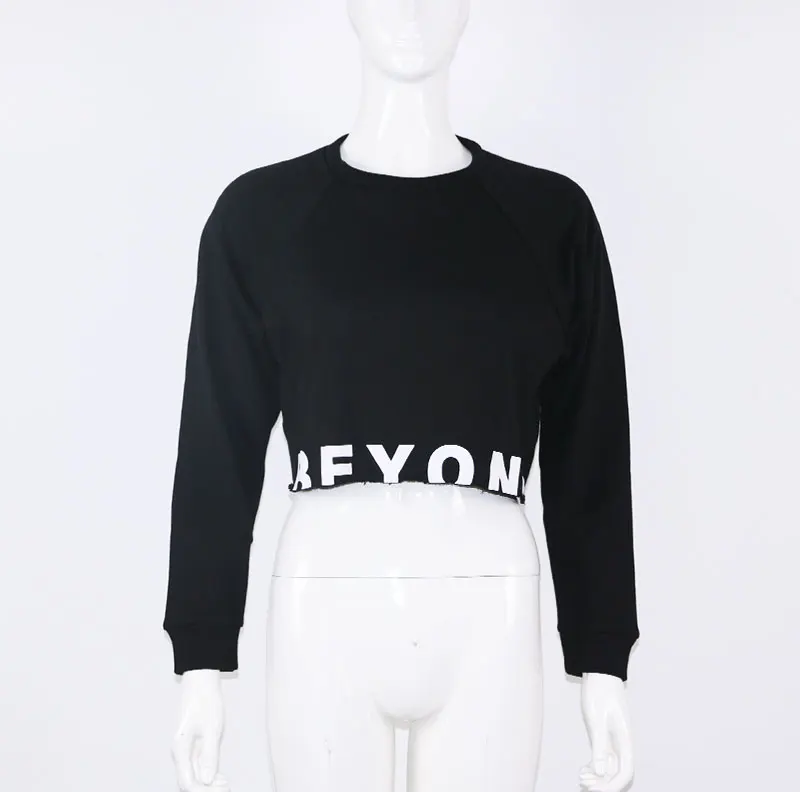 

autumn 2018 new arrival short cropped sweatshirt casual slim letter print women hoodies sweatshirts costumes tops jumper hot sal