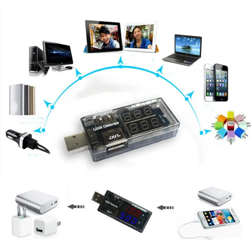 Зарядный детектор напряжения USB для мобильных устройств и Вольтметр Амперметр