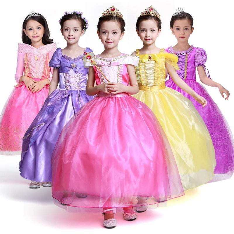 2019 Kids Floral Rapzel Birthday Dress For Girl Wedding Princess Sophia Costume Cospaly Party Baby Children Clothes | Детская одежда и