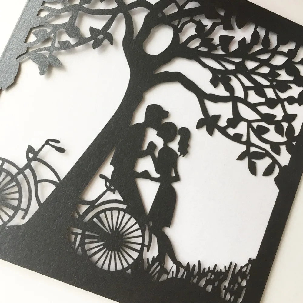 

20Pcs/Lot Unique tree design Laser Cut Wedding Invitation Cards Event&Party Supplies Greeting Blessing Card
