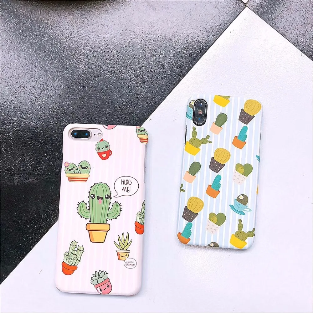 Новейший цветок арт лист печати телефонные чехлы для iPhone X 6 6s 6plus 7 8 Plus кактус