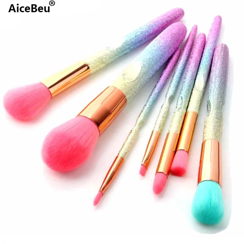 AiceBeu 7/12 шт Кисть для основы Профессиональные кисти макияжа радужные дорожные