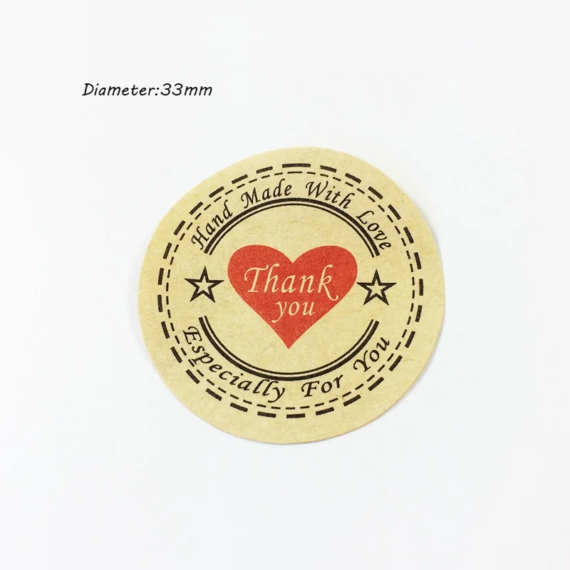 100pcs/lot Thank you Heart Round Eco-friendly Kraft Sealing Label Sticker Students' DIY vintage For Handmade Products Gift | Дом и сад