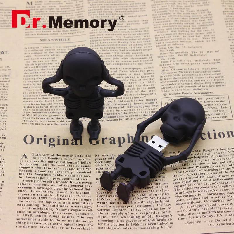 Dr. Памяти череп USB флэш накопитель Скелет 64 ГБ 32 флеш 16Гб 8Гб 4Гб силиконовый usb