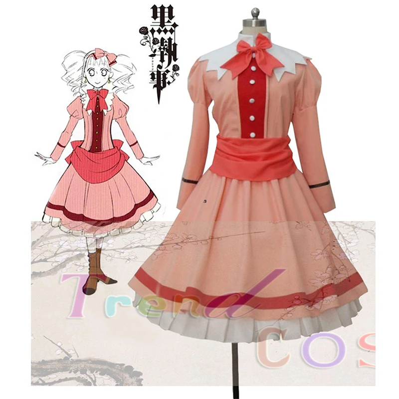 

Black Butler 2 Kuroshitsuji Elizabeth Midford Liz Cosplay Costume Unisex Lolita Maid Bowknot Costumes Free Shipping