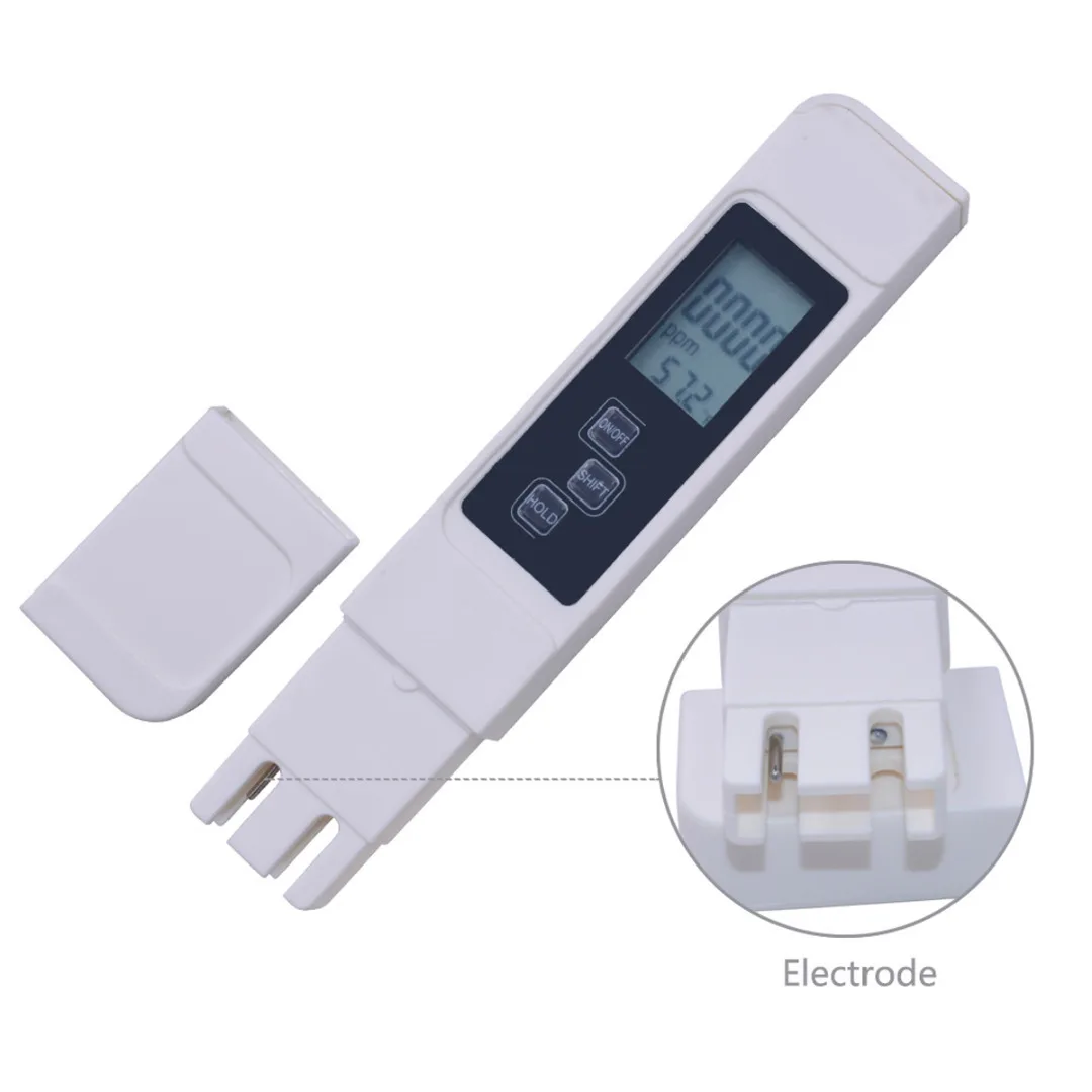 Белый тестер качества воды TDS портативный цифровой EC Тестер Темп метр Фильтр