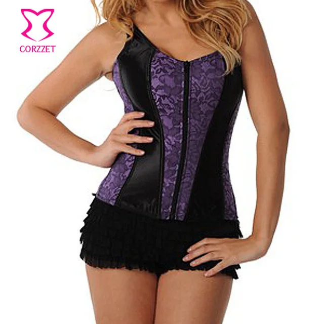Женский Готический корсет с цветочным принтом черный/фиолетовый корсеты и